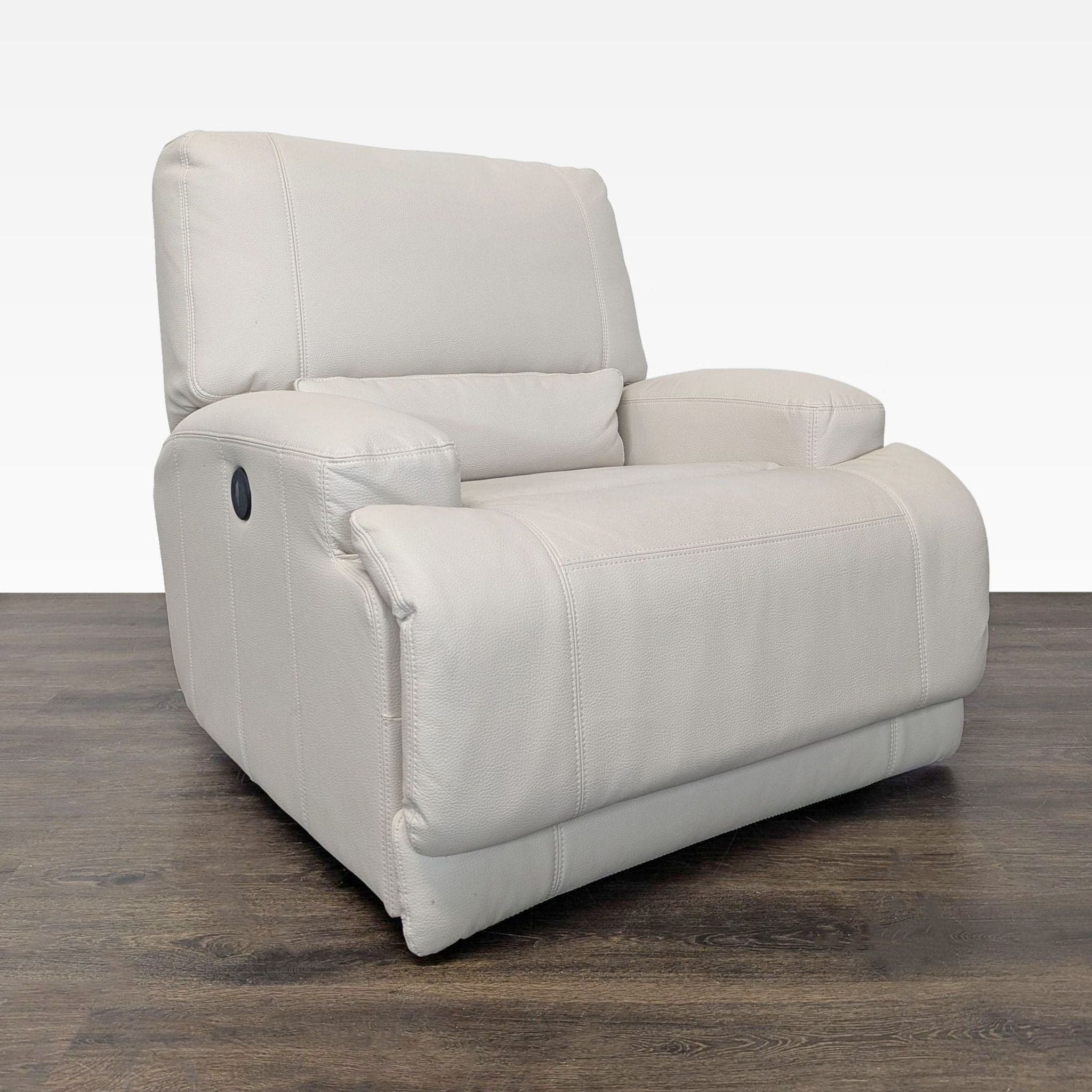 Ikea VÄNNÄS Beige Leather Lounge Recliner Chair - Thumbnail 6