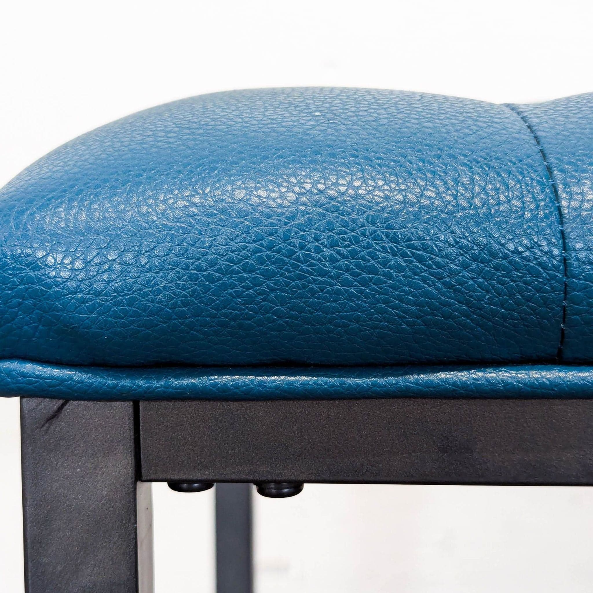 Button Tufted Leather Bench on Metal Frame - Thumbnail 5