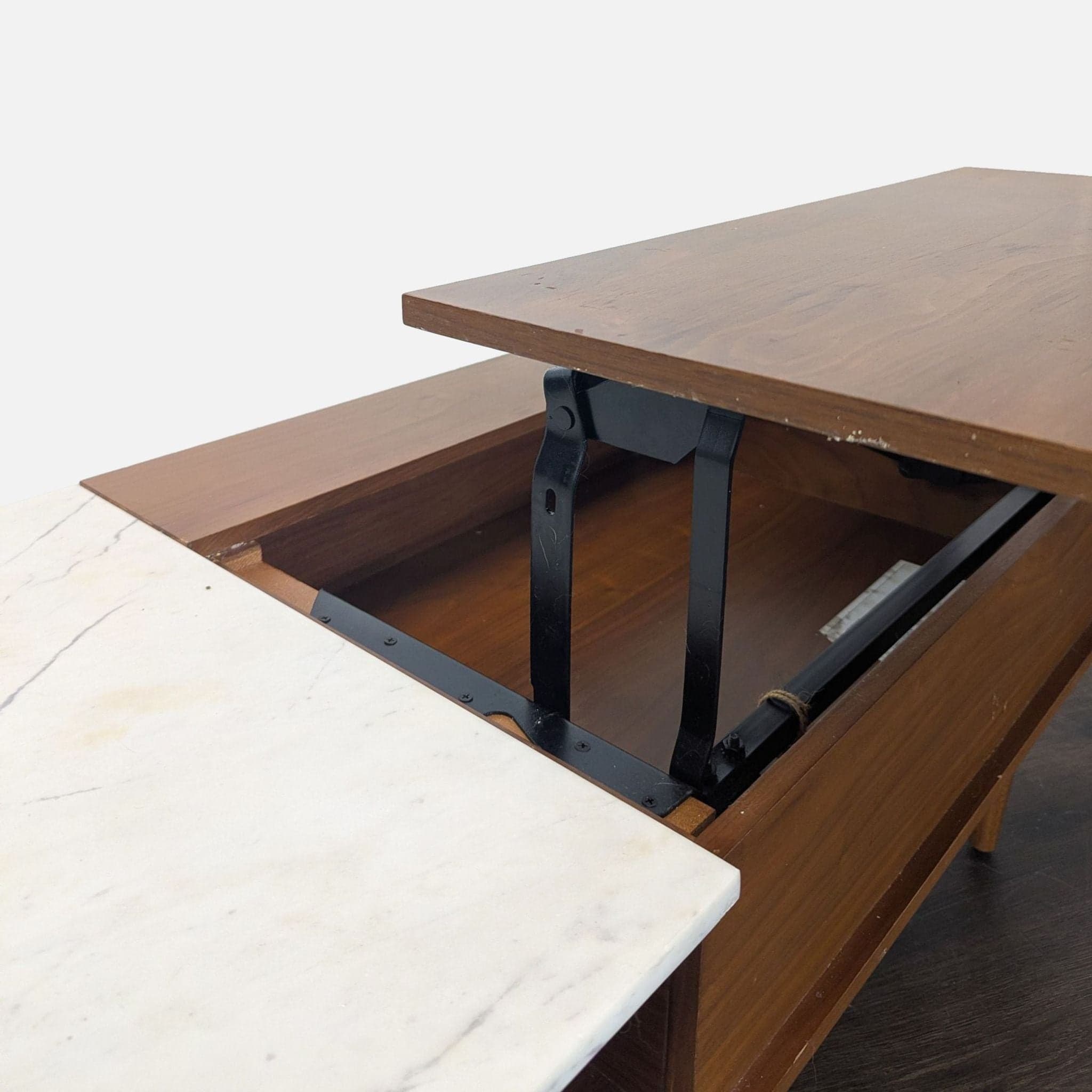 West Elm Marble & Wood Pop-UP Coffee Table - Thumbnail 4
