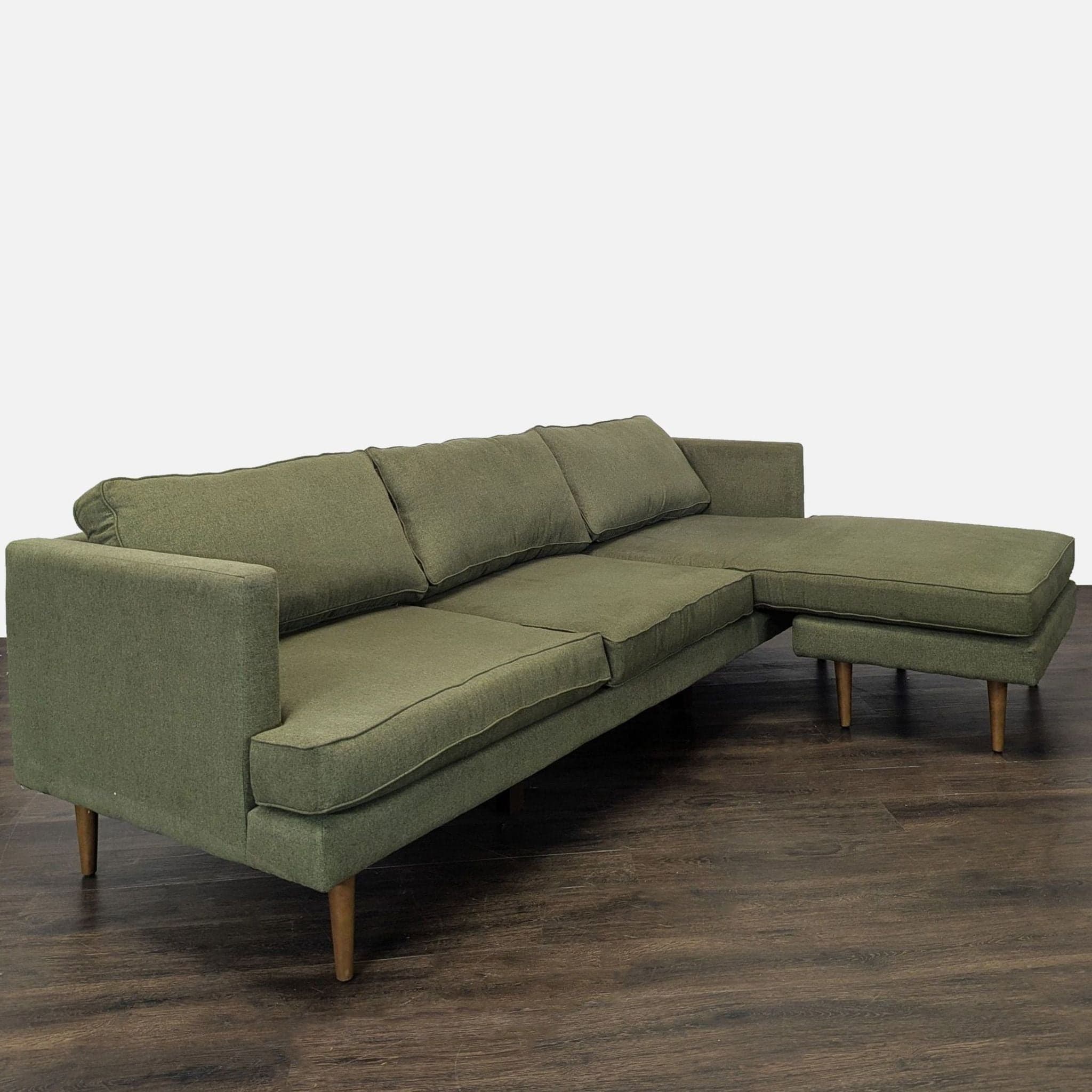 Joybird Preston Green Sectional Sofa with Chaise - Modern Design - Thumbnail 3