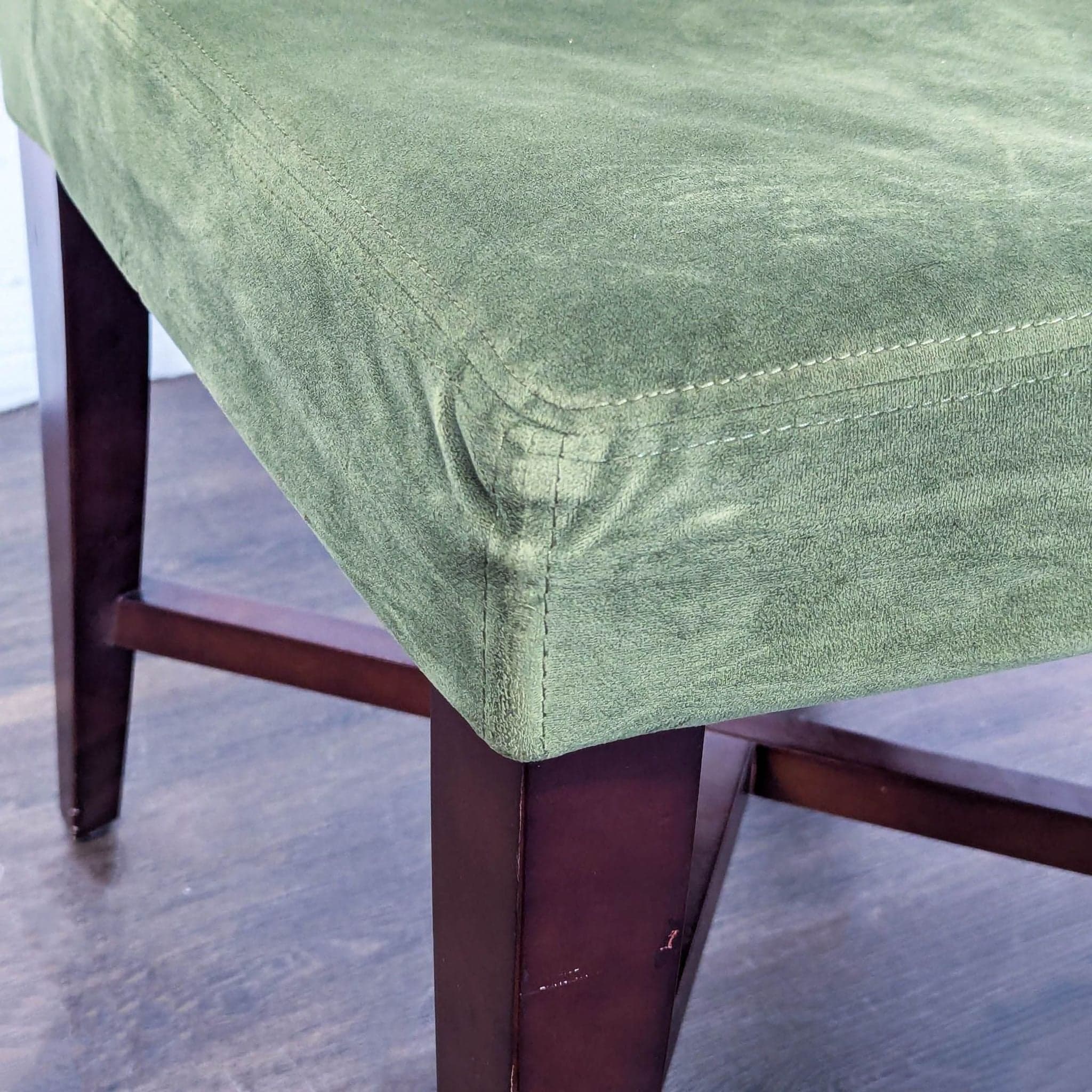 Set of Six Upholstered Dining Chairs With Wood Legs - Thumbnail 7