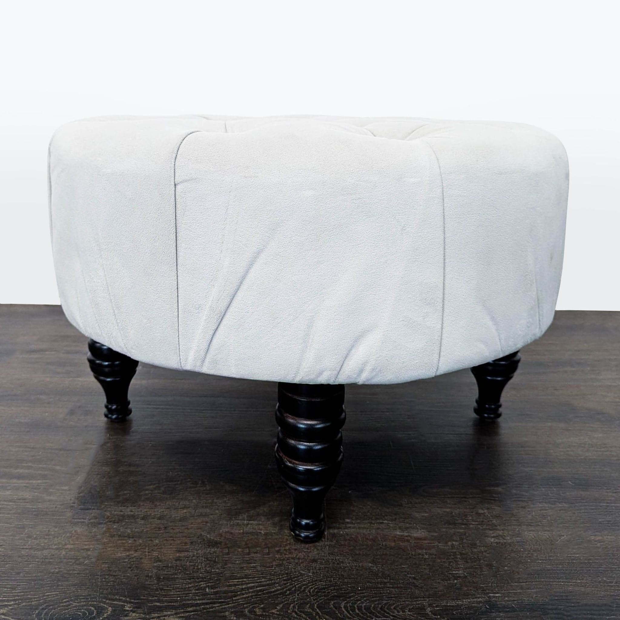 Skyline Imports Button Tufted Ottoman on Turned Legs - Thumbnail 2