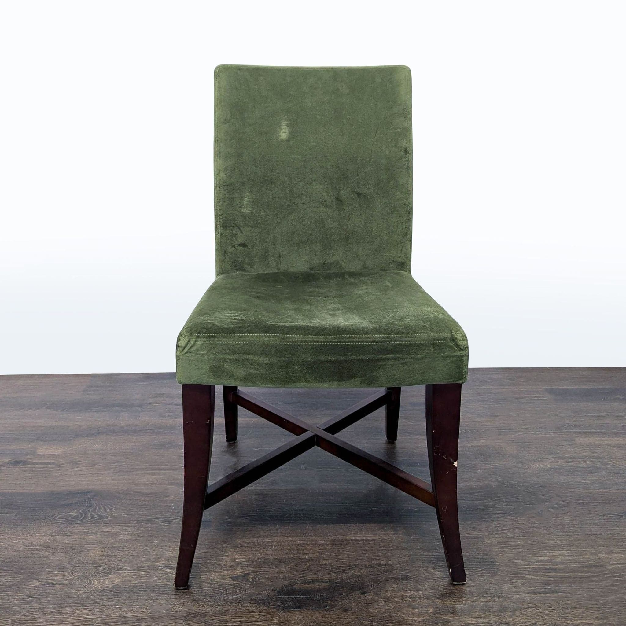 Set of Six Upholstered Dining Chairs With Wood Legs - Thumbnail 2