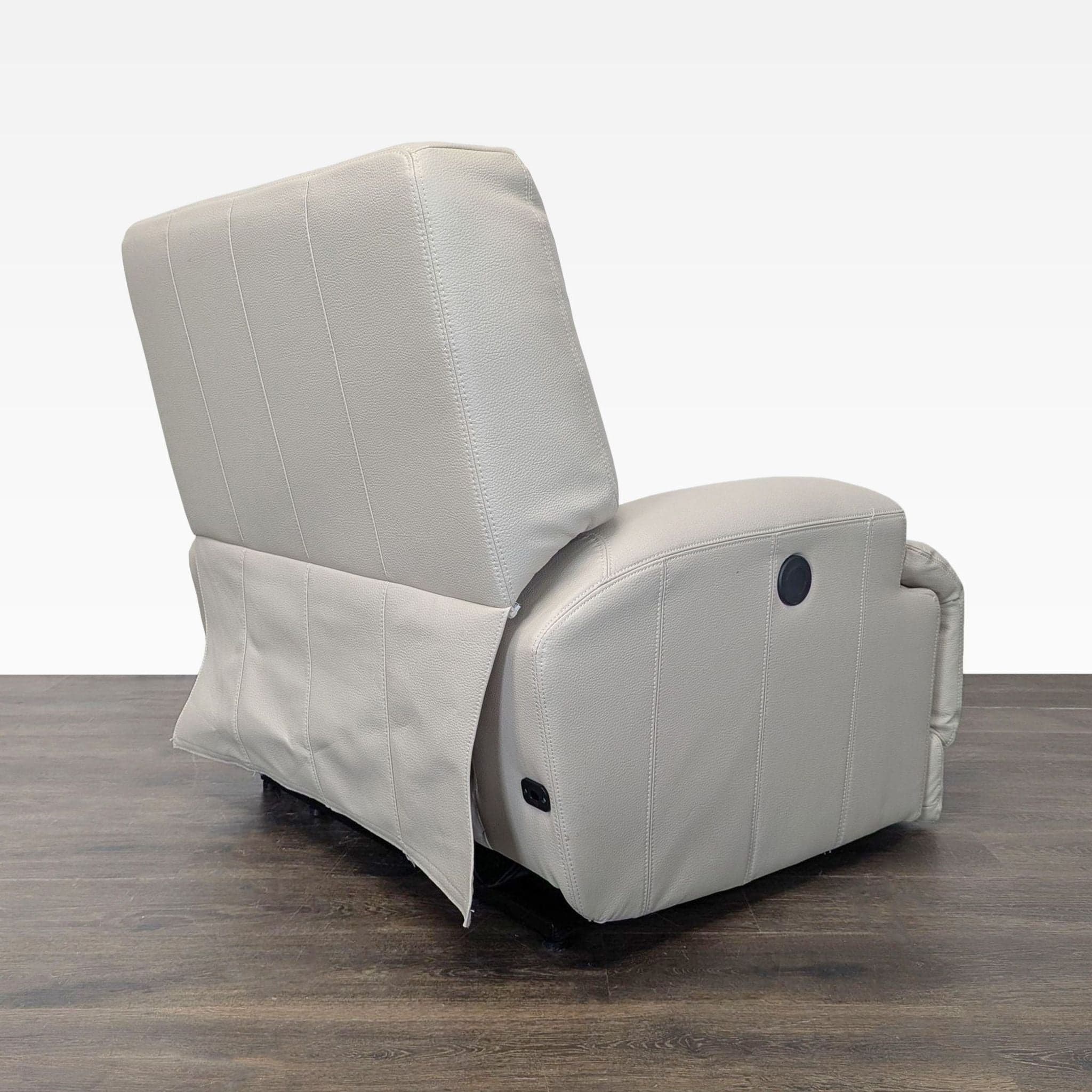Ikea VÄNNÄS Beige Leather Lounge Recliner Chair - Thumbnail 8