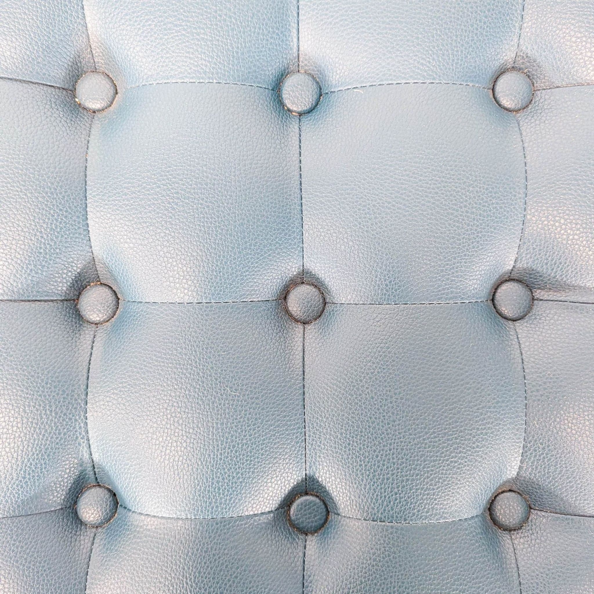 Button Tufted Leather Bench on Metal Frame - Thumbnail 7