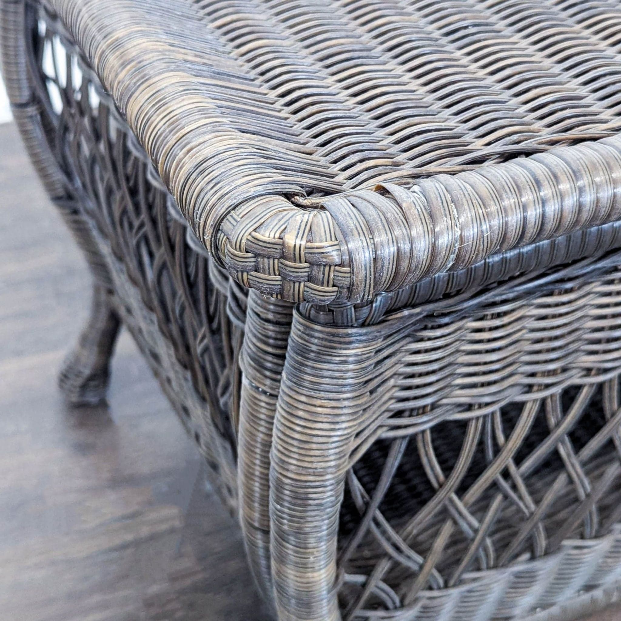 Dark Brown All Weather Wicker Coffee Table with Curved Legs - Thumbnail 8