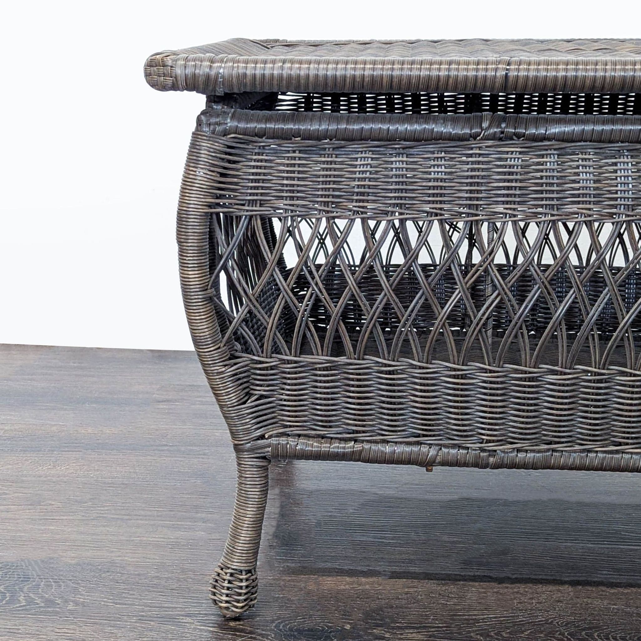 Dark Brown All Weather Wicker Coffee Table with Curved Legs - Thumbnail 11