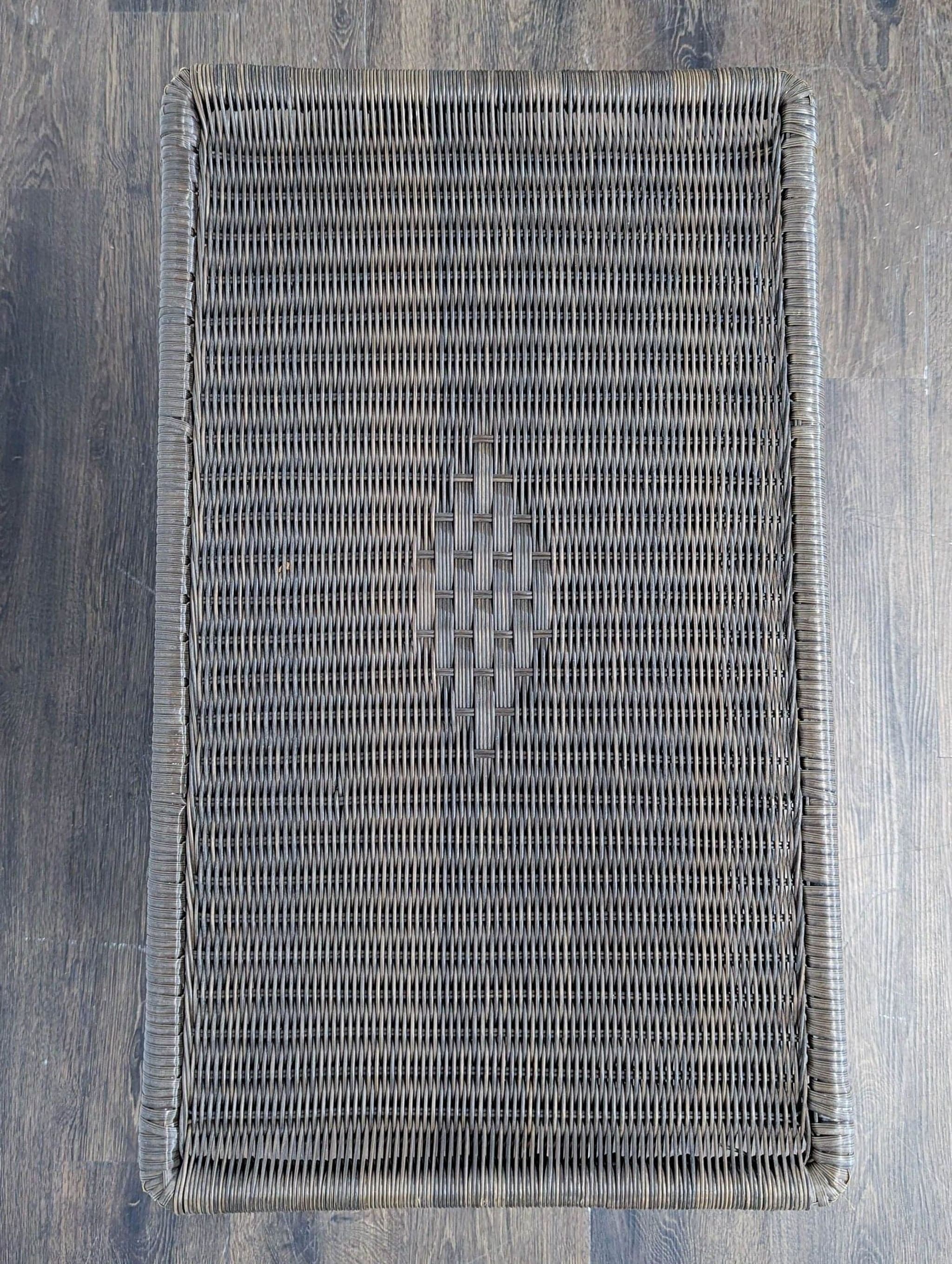 Dark Brown All Weather Wicker Coffee Table with Curved Legs - Thumbnail 5