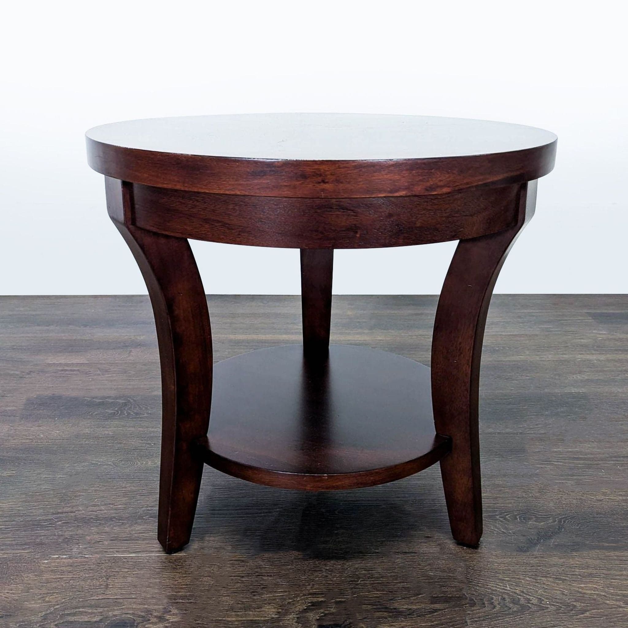 Three Leg Wood End Table with Shelf - Thumbnail 2