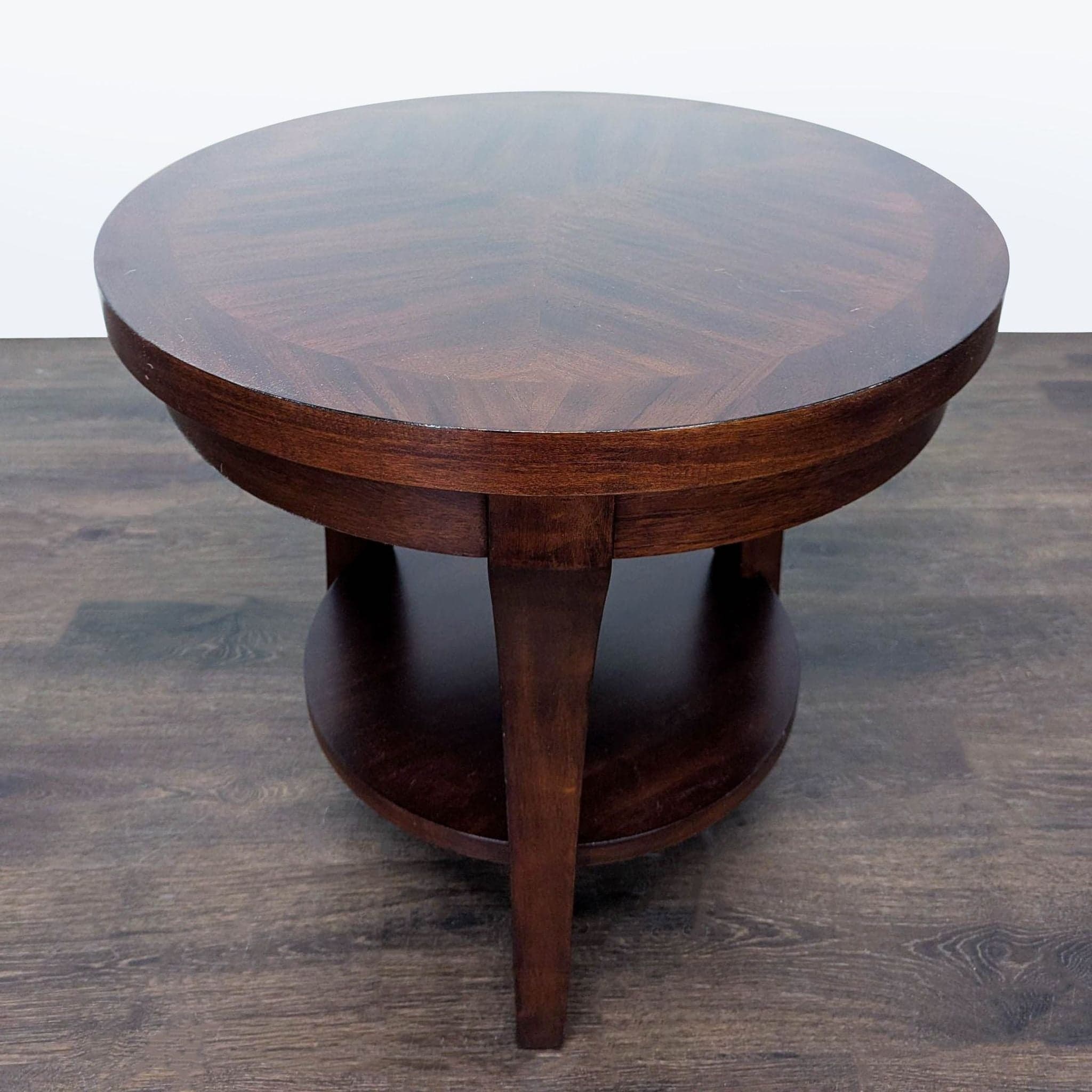 Three Leg Wood End Table with Shelf - Thumbnail 5