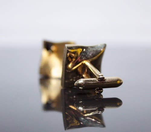 Vintage SWANK Designer Gold Tone Black Onyx Insert Men's Fashion Cufflinks - Thumbnail 5