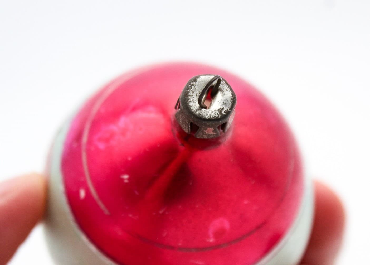Vintage Poland Pink Silver Mica Glitter Bell Glass Teardrop Christmas Ornament - Thumbnail 4