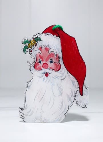 Vintage Hand Painted Plastic Double Sided Santa Christmas Ornament - Thumbnail 5