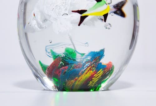 Vintage Art Glass 3 Fish Aquarium Large Multicolor Egg Shape Paperweight Rare - Thumbnail 6