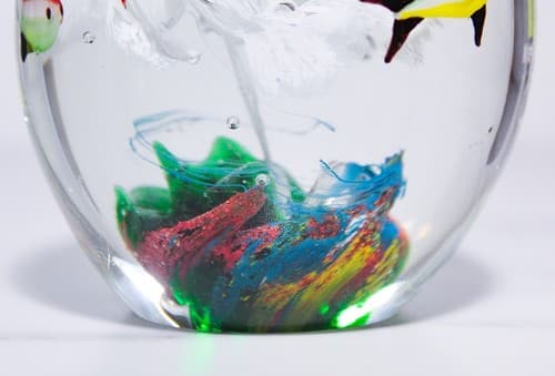Vintage Art Glass 3 Fish Aquarium Large Multicolor Egg Shape Paperweight Rare - Thumbnail 10