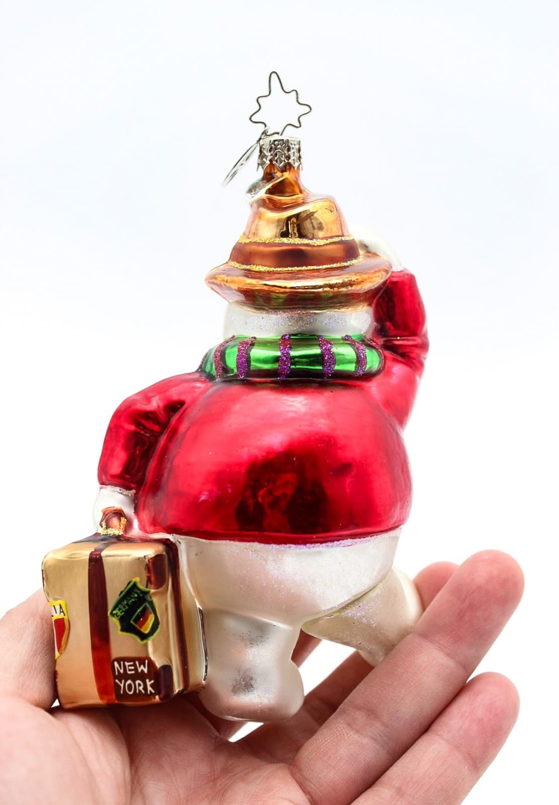 Christopher Radko 2002 Powder Packed Snowman Glass Christmas Ornament - Thumbnail 6