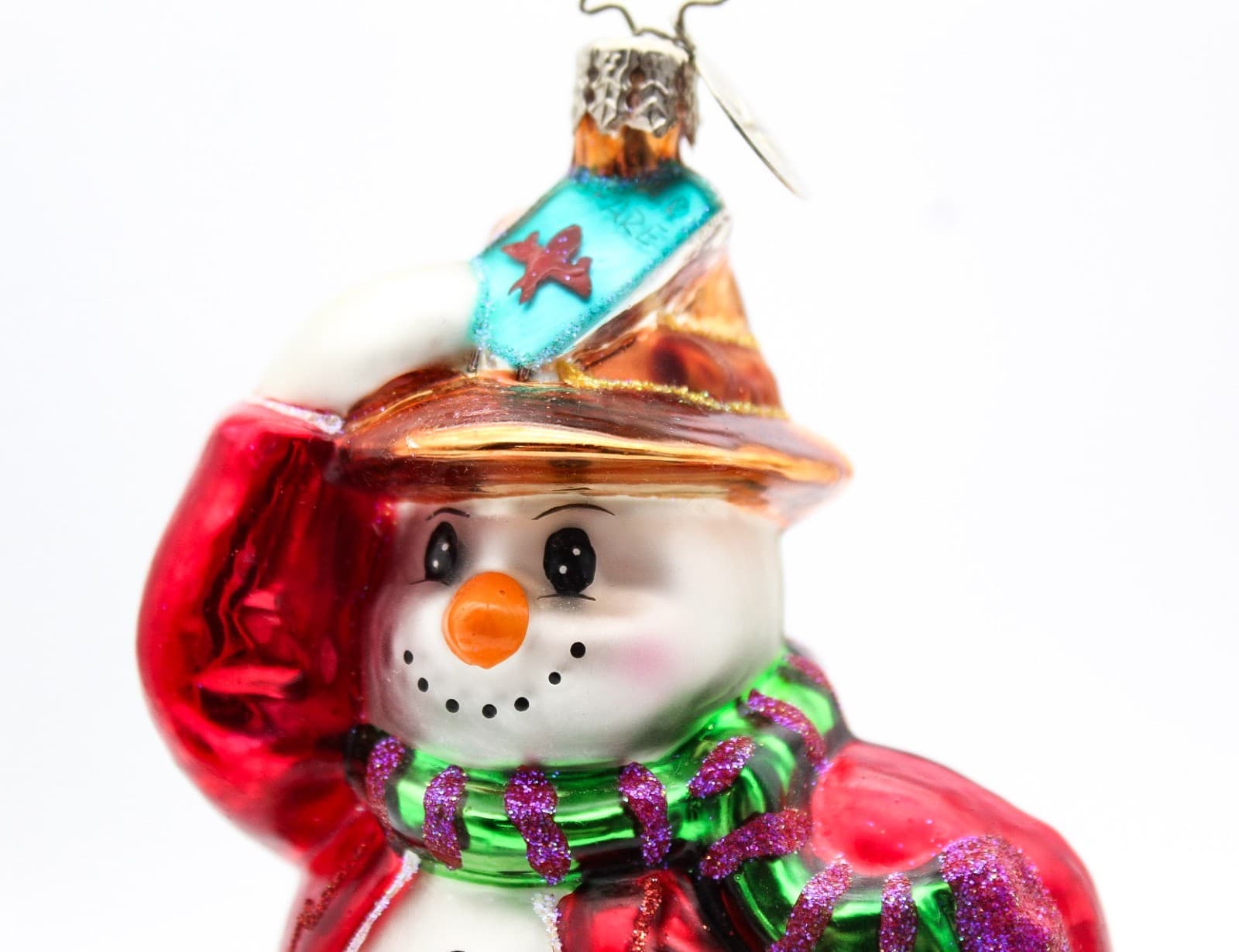 Christopher Radko 2002 Powder Packed Snowman Glass Christmas Ornament - Thumbnail 2