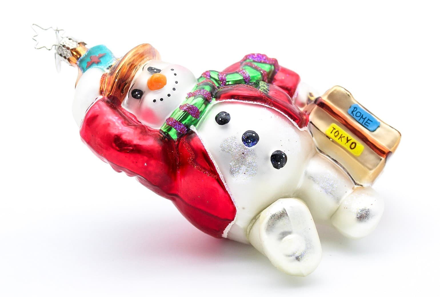 Christopher Radko 2002 Powder Packed Snowman Glass Christmas Ornament - Thumbnail 8