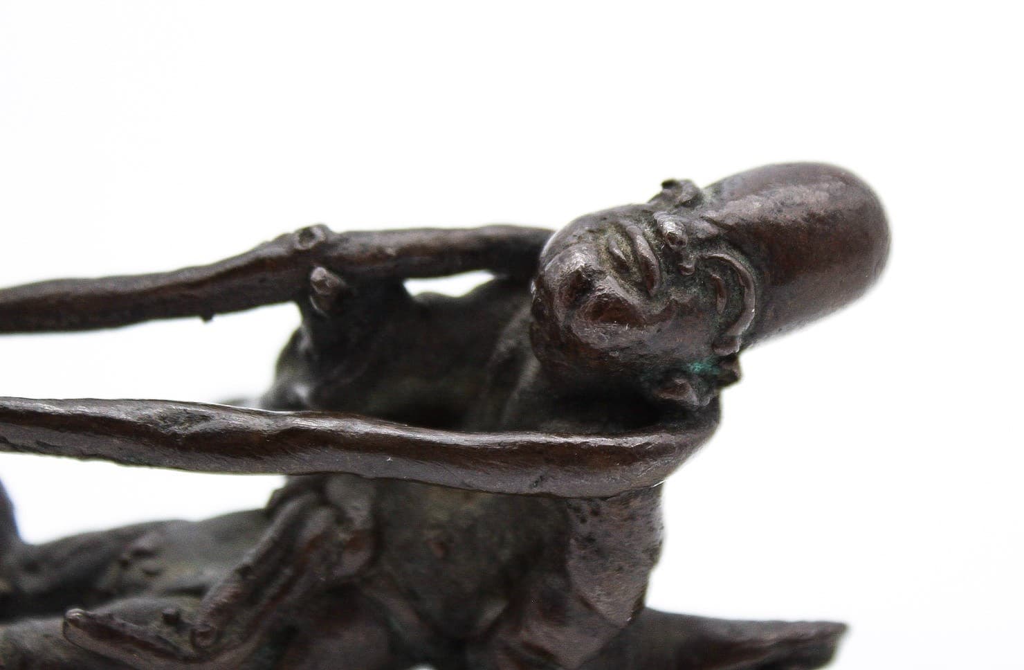 Mid Century Modern Bronze Tug Of War Motif Chinese Figurine Sculpture - Thumbnail 5