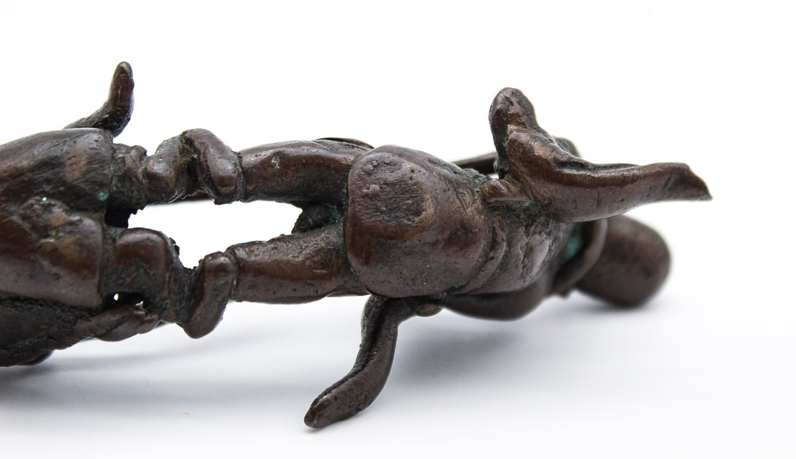 Mid Century Modern Bronze Tug Of War Motif Chinese Figurine Sculpture - Thumbnail 9