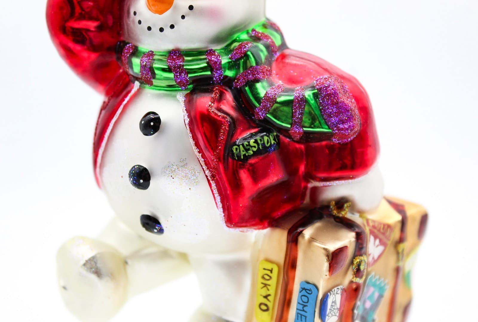 Christopher Radko 2002 Powder Packed Snowman Glass Christmas Ornament - Thumbnail 3