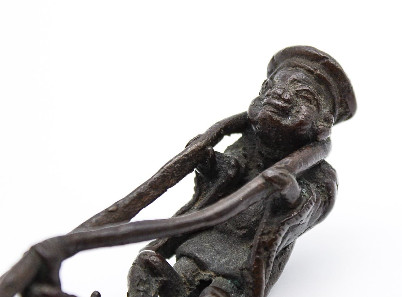 Mid Century Modern Bronze Tug Of War Motif Chinese Figurine Sculpture - Thumbnail 3