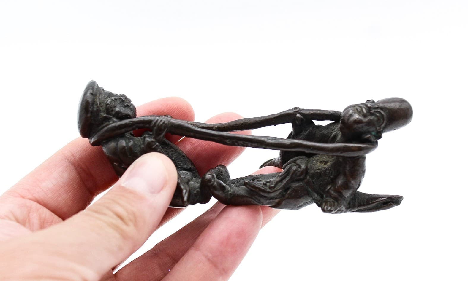 Mid Century Modern Bronze Tug Of War Motif Chinese Figurine Sculpture - Thumbnail 10