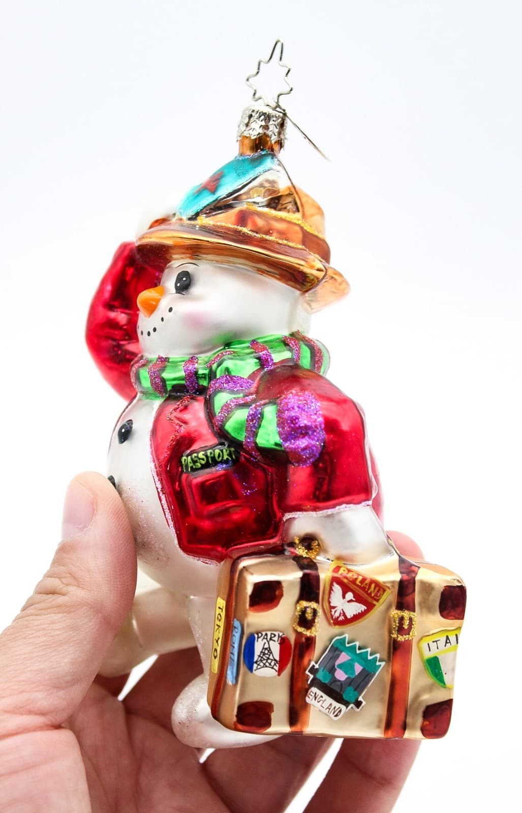 Christopher Radko 2002 Powder Packed Snowman Glass Christmas Ornament - Thumbnail 5