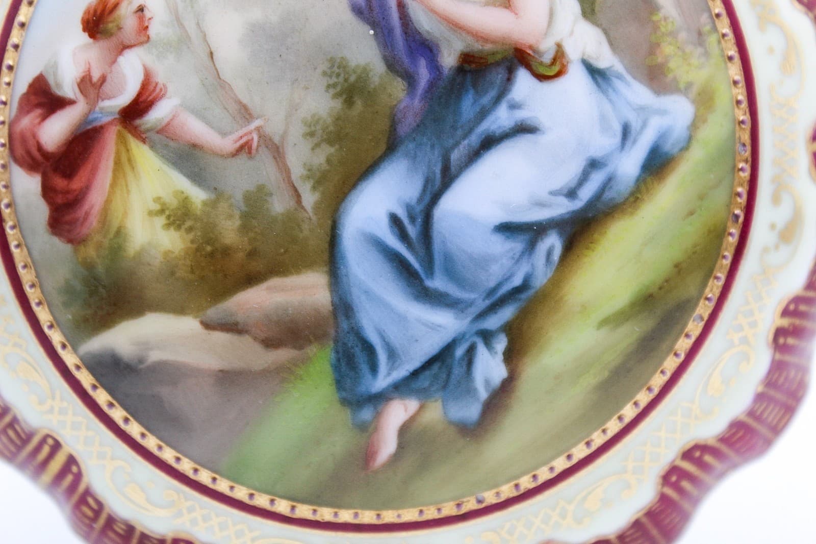 Antique Royal Vienna Austria Hand Painted Porcelain Powder Box - Thumbnail 7