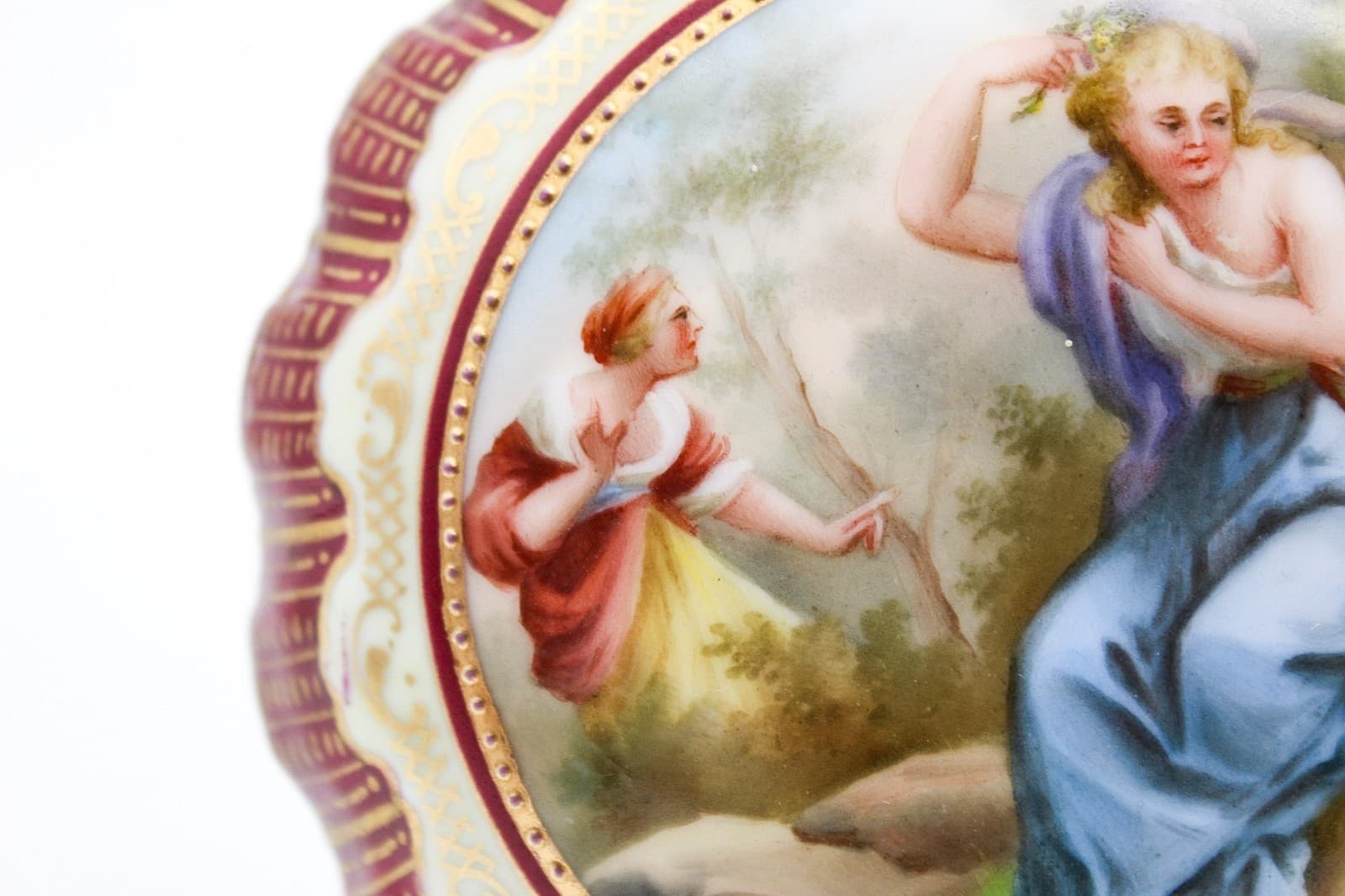 Antique Royal Vienna Austria Hand Painted Porcelain Powder Box - Thumbnail 8