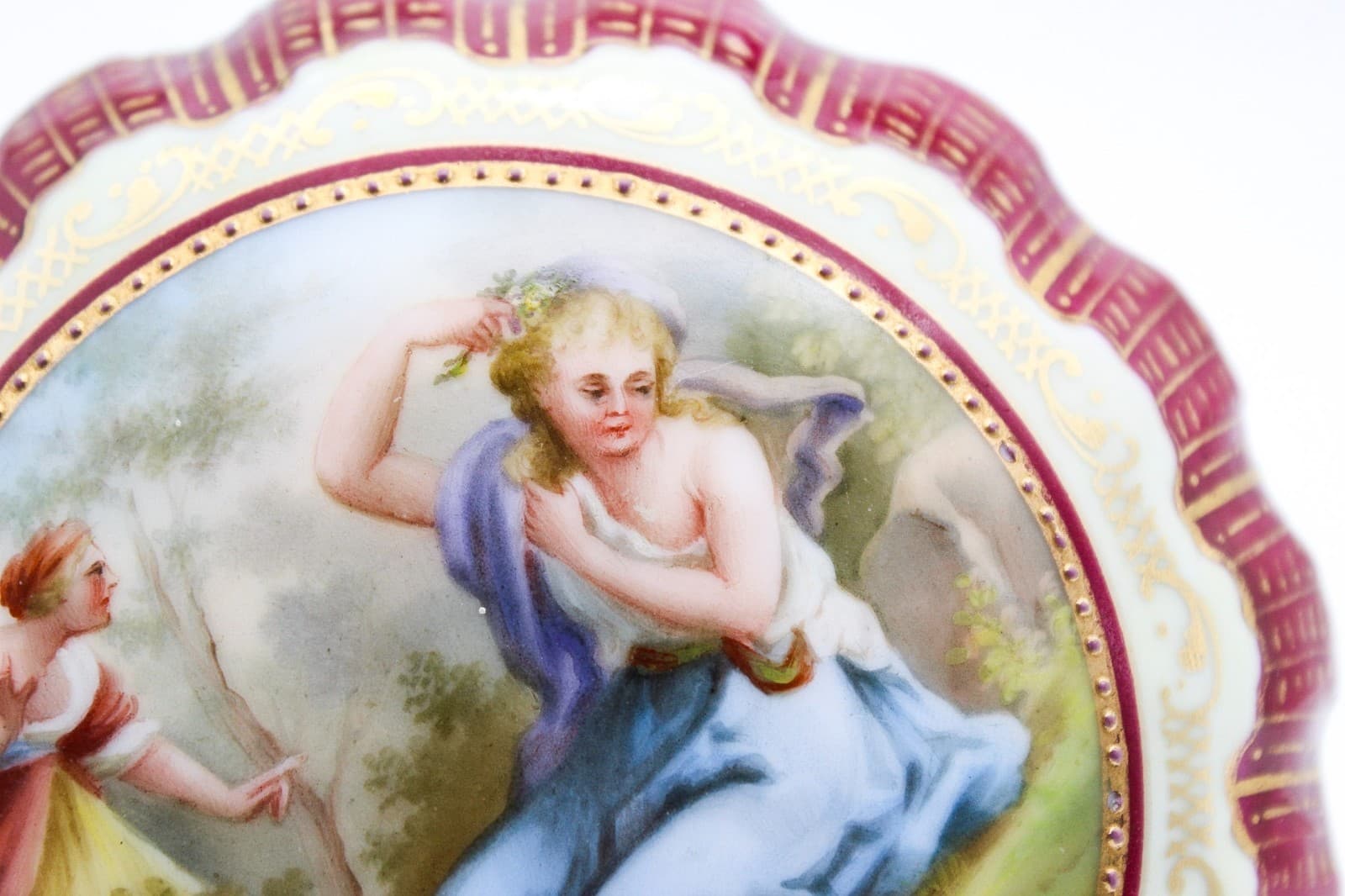 Antique Royal Vienna Austria Hand Painted Porcelain Powder Box - Thumbnail 6