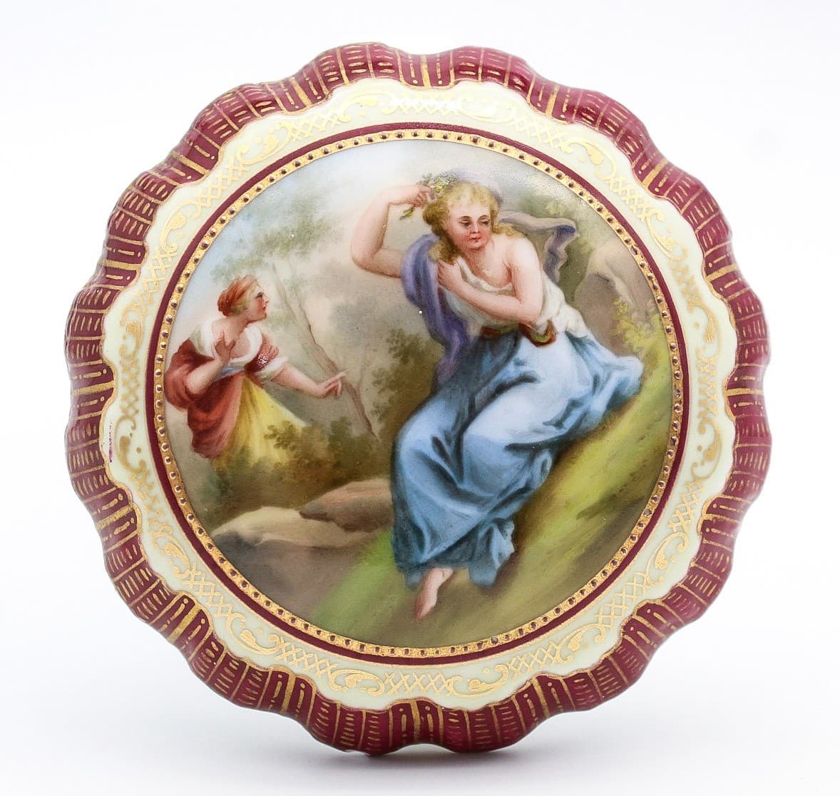 Antique Royal Vienna Austria Hand Painted Porcelain Powder Box - Thumbnail 5
