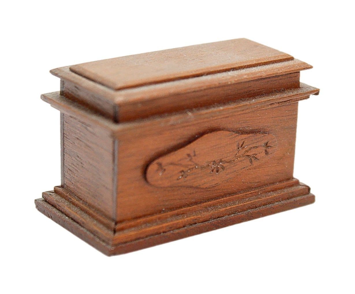 Vintage Hand Carved Miniature Dollhouse Wood Toy Storage Chest Funiture