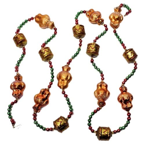 Christopher Radko Drums Teddy Bears Vintage Glass Beaded Tree Garland Strand 72"