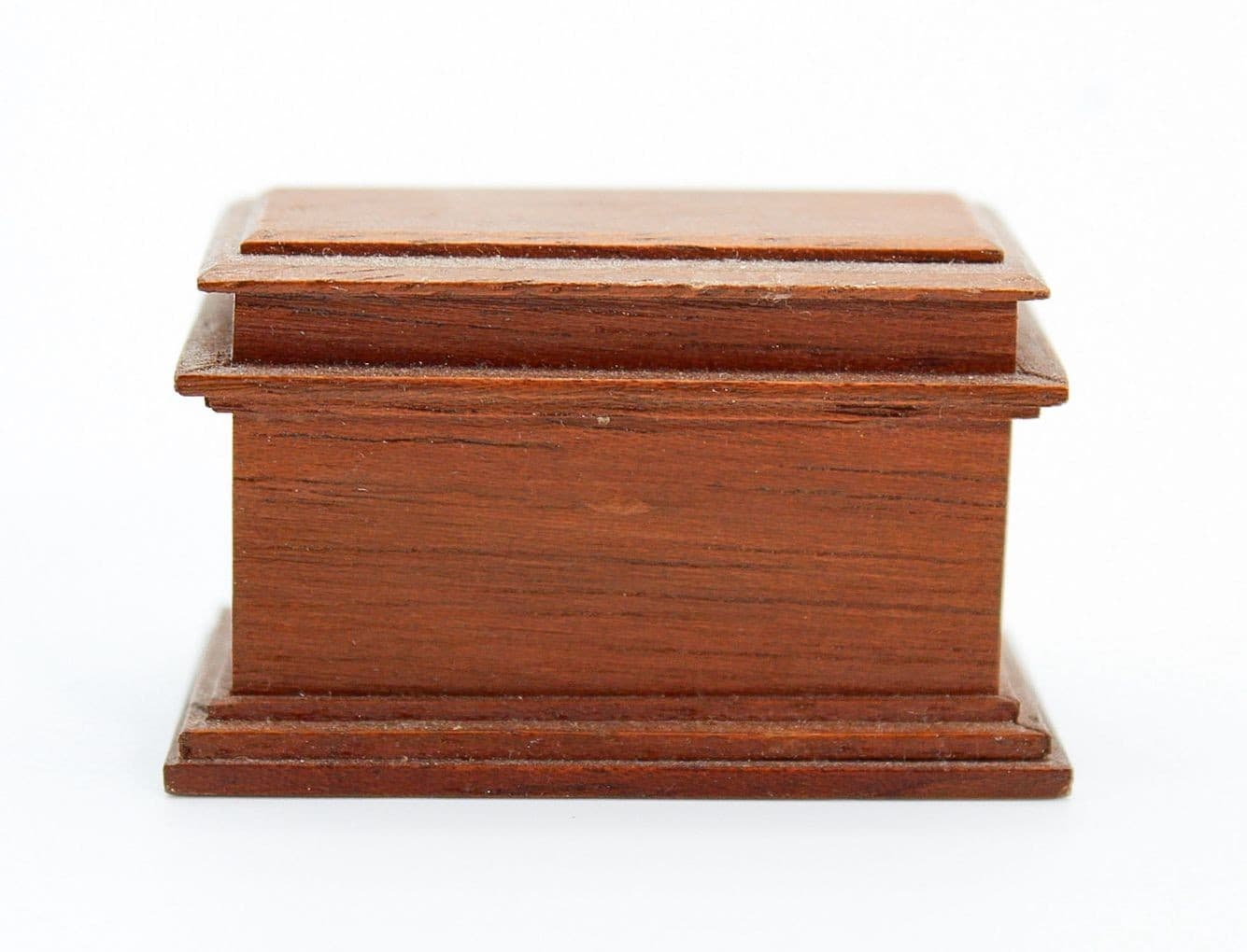 Vintage Hand Carved Miniature Dollhouse Wood Toy Storage Chest Funiture - Thumbnail 3