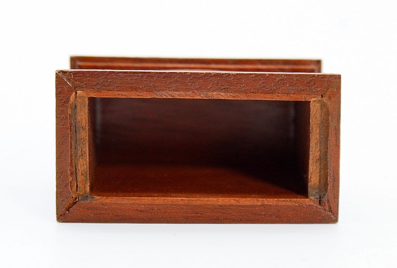 Vintage Hand Carved Miniature Dollhouse Wood Toy Storage Chest Funiture - Thumbnail 4