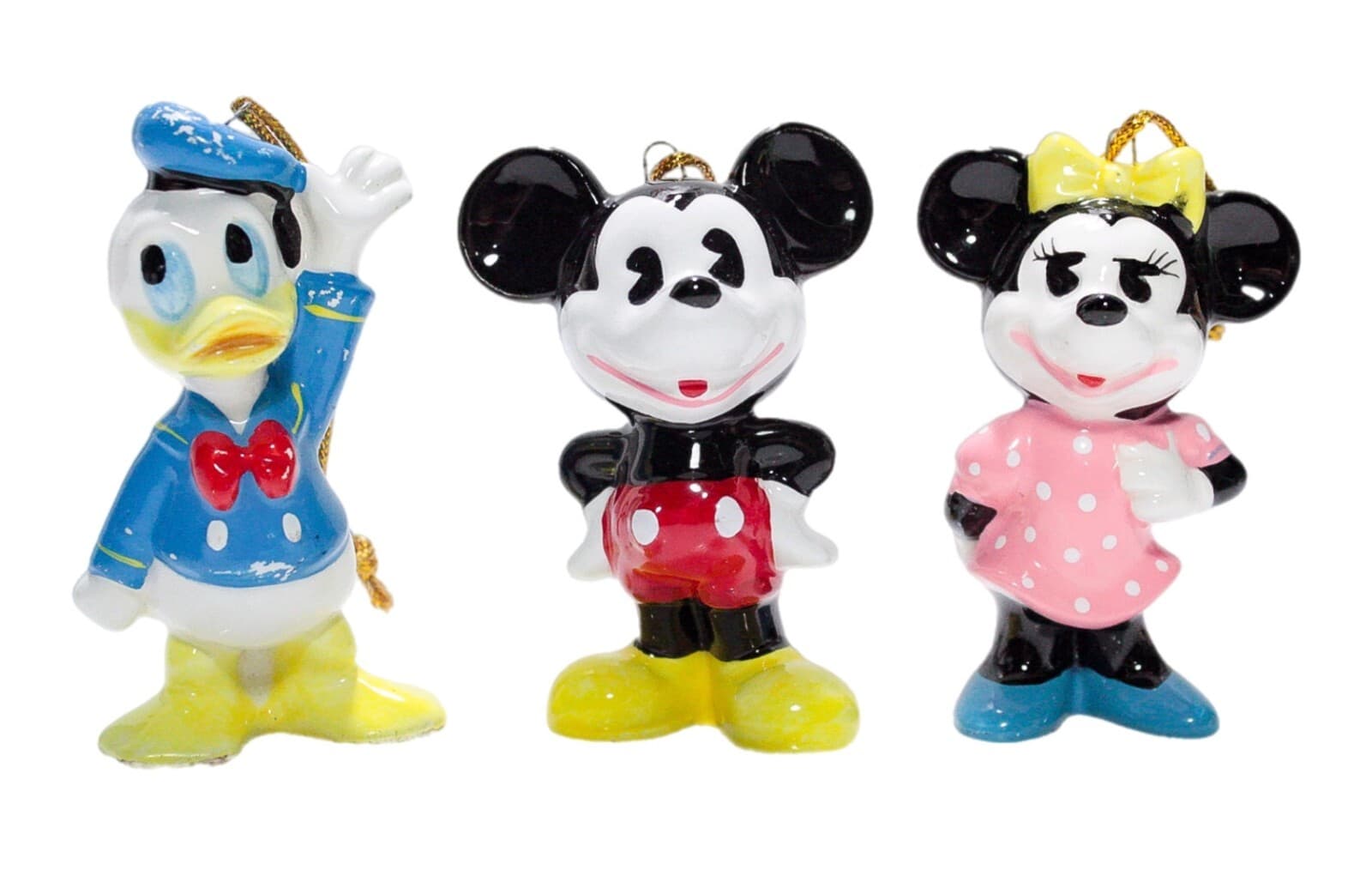 Disney Japan Mickey/Minnie/Donald Duck Porcelain Vintage Christmas Ornaments