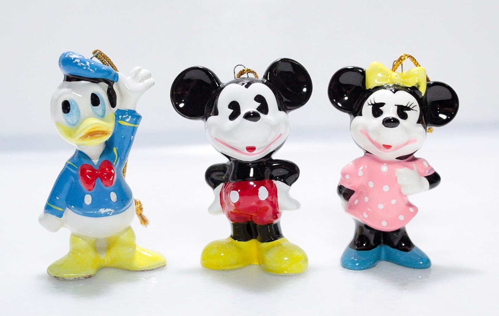 Disney Japan Mickey/Minnie/Donald Duck Porcelain Vintage Christmas Ornaments - Thumbnail 2