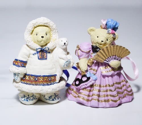 2 Vintage MUFFY VANDERBEAR Eskimo & Bal Masque Christmas Ornaments - Thumbnail 2
