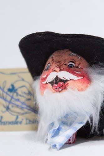 Annalee Mobilitee 1995 Vintage Nashville Farmer Santa Head Pin Brooch Doll New - Thumbnail 2