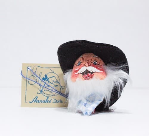 Annalee Mobilitee 1995 Vintage Nashville Farmer Santa Head Pin Brooch Doll New - Thumbnail 7