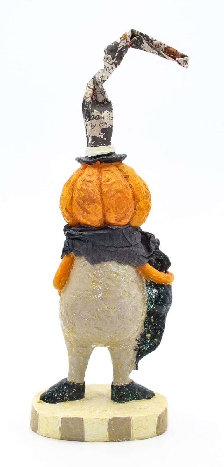 Vintage Carved Resin Pumpkin With Frog Whimsical Folk Art Halloween Decor Figure - Thumbnail 2