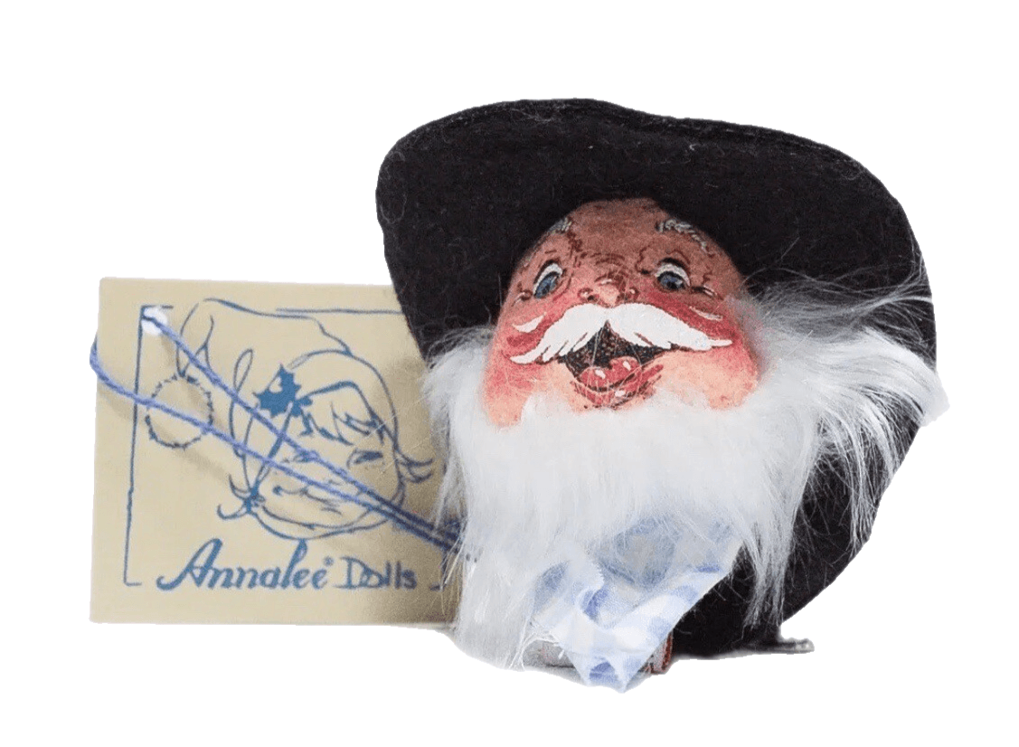Annalee Mobilitee 1995 Vintage Nashville Farmer Santa Head Pin Brooch Doll New
