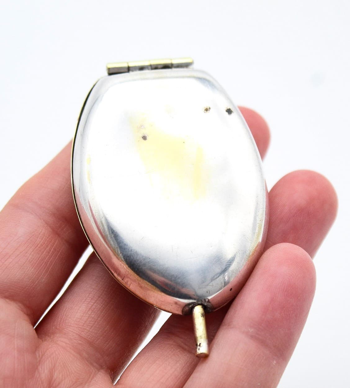 Antique Germany Silver Napoleonic Compact Hinged Mirror - Thumbnail 6