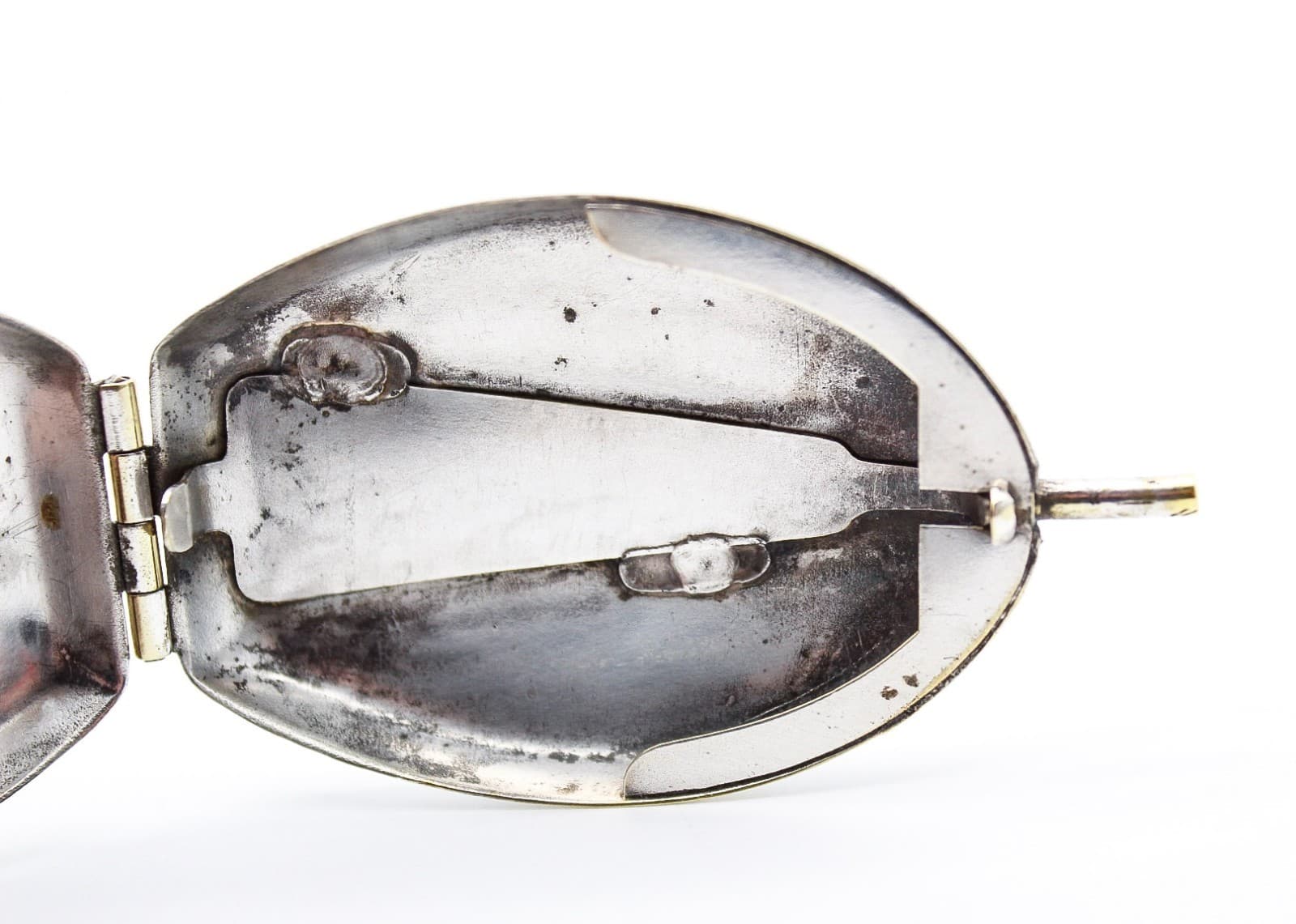 Antique Germany Silver Napoleonic Compact Hinged Mirror - Thumbnail 7