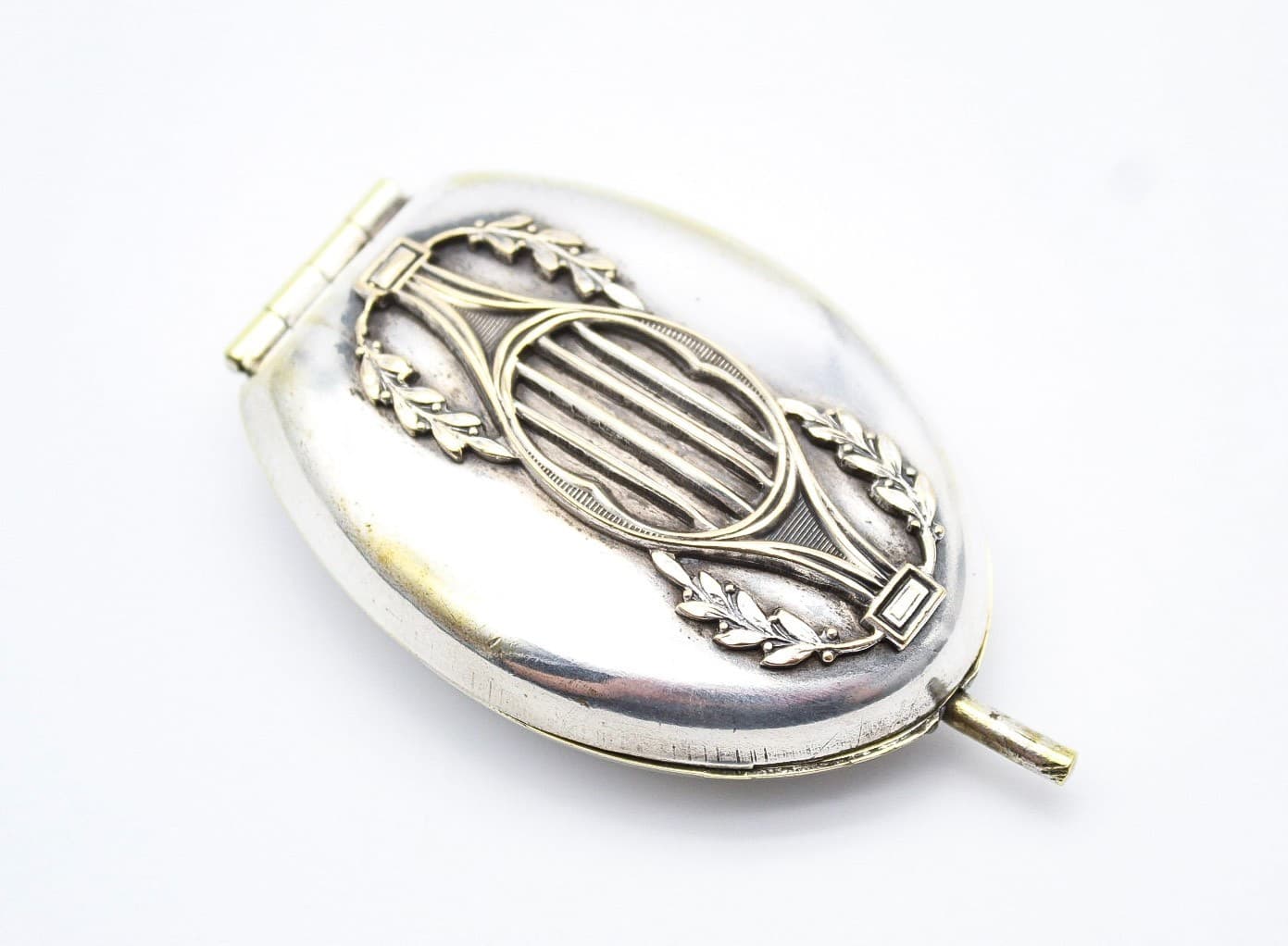 Antique Germany Silver Napoleonic Compact Hinged Mirror - Thumbnail 10