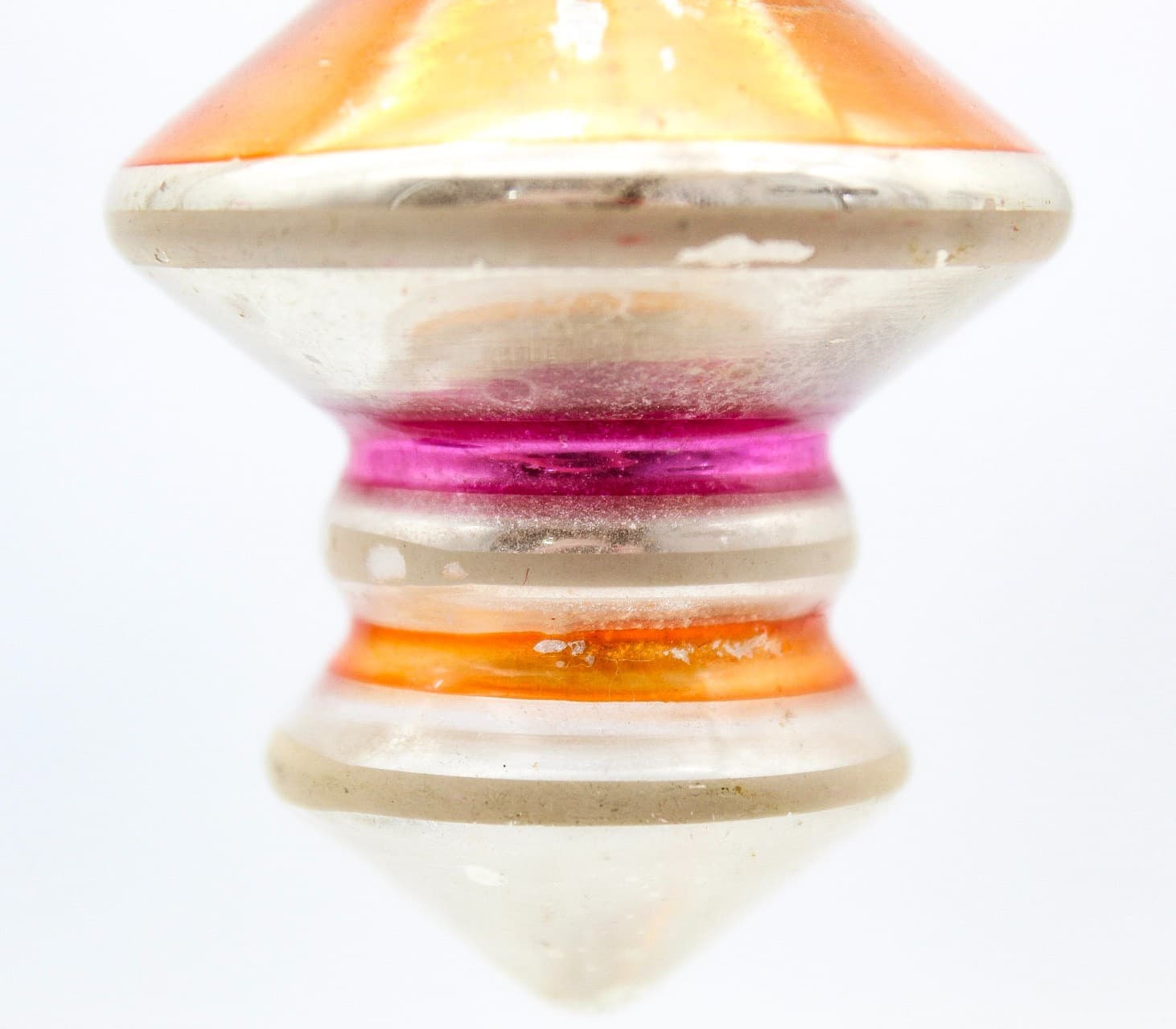 Vintage Shiny Brite Pink Gold Spinning Top Tornado Glass Christmas Ornament - Thumbnail 2