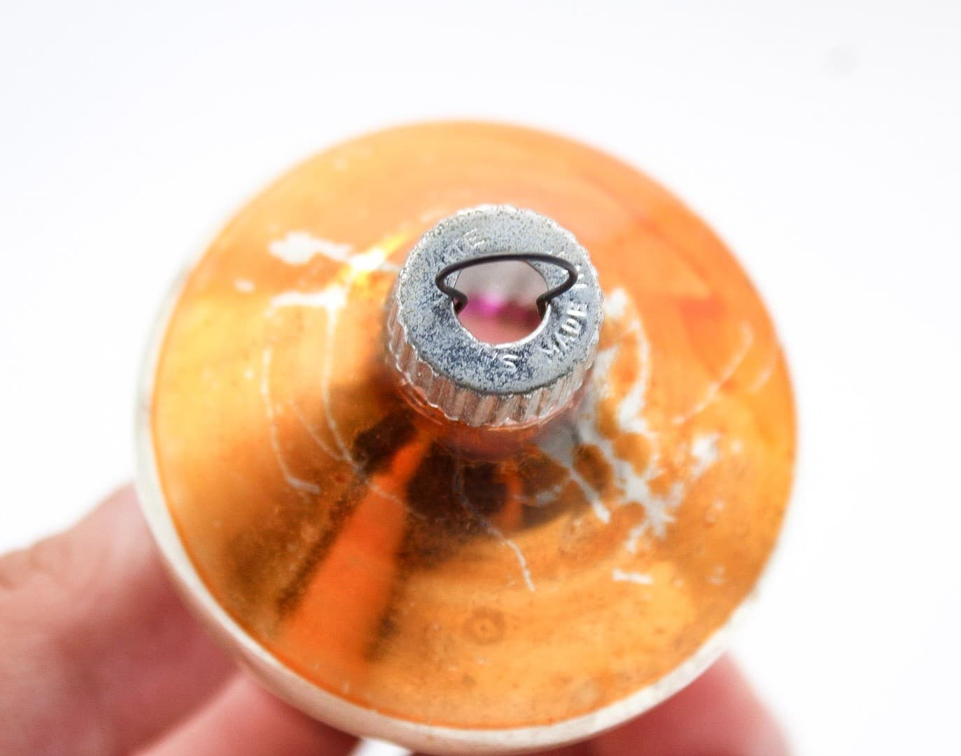 Vintage Shiny Brite Pink Gold Spinning Top Tornado Glass Christmas Ornament - Thumbnail 4
