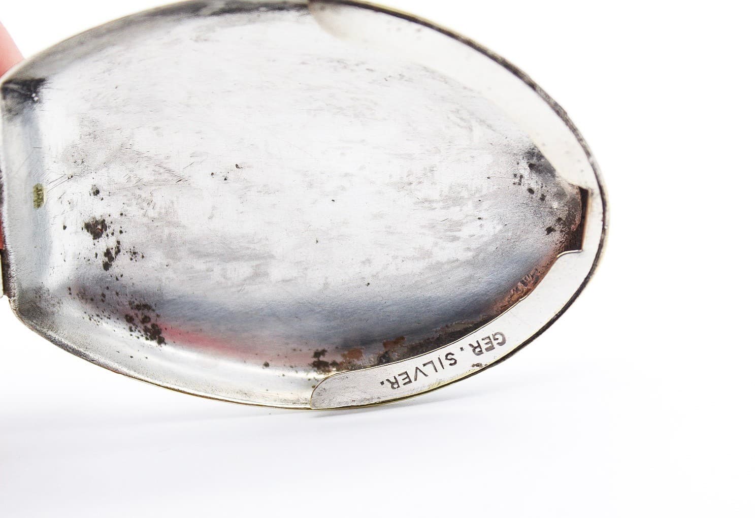 Antique Germany Silver Napoleonic Compact Hinged Mirror - Thumbnail 8