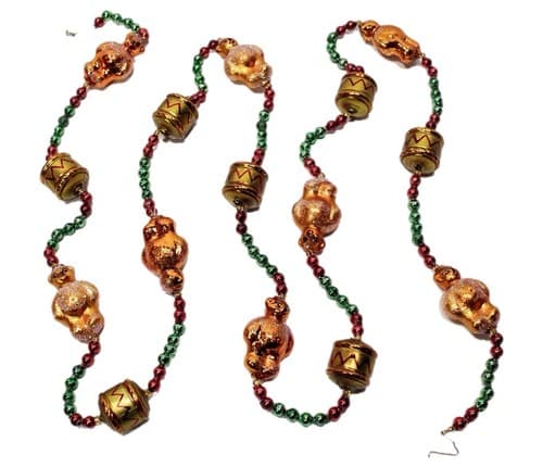 Christopher Radko Drums Teddy Bears Glass Beaded Tree Garland Strand 72" Vintage